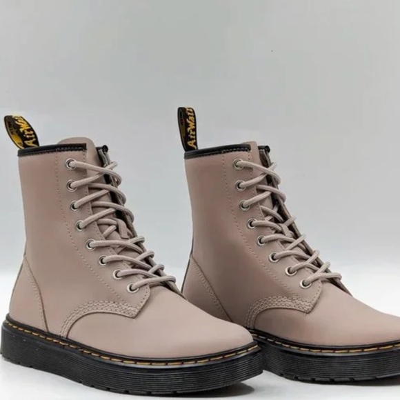 Dr. Martens Shoes - Dr Martens Unisex Zavala Taupe Stone Leather Flat Combat boots M8 W9